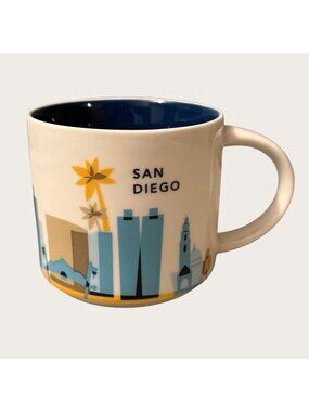 Starbucks San Diego You Are Here Collection Ceramic Mug 14 Oz Blue Interior